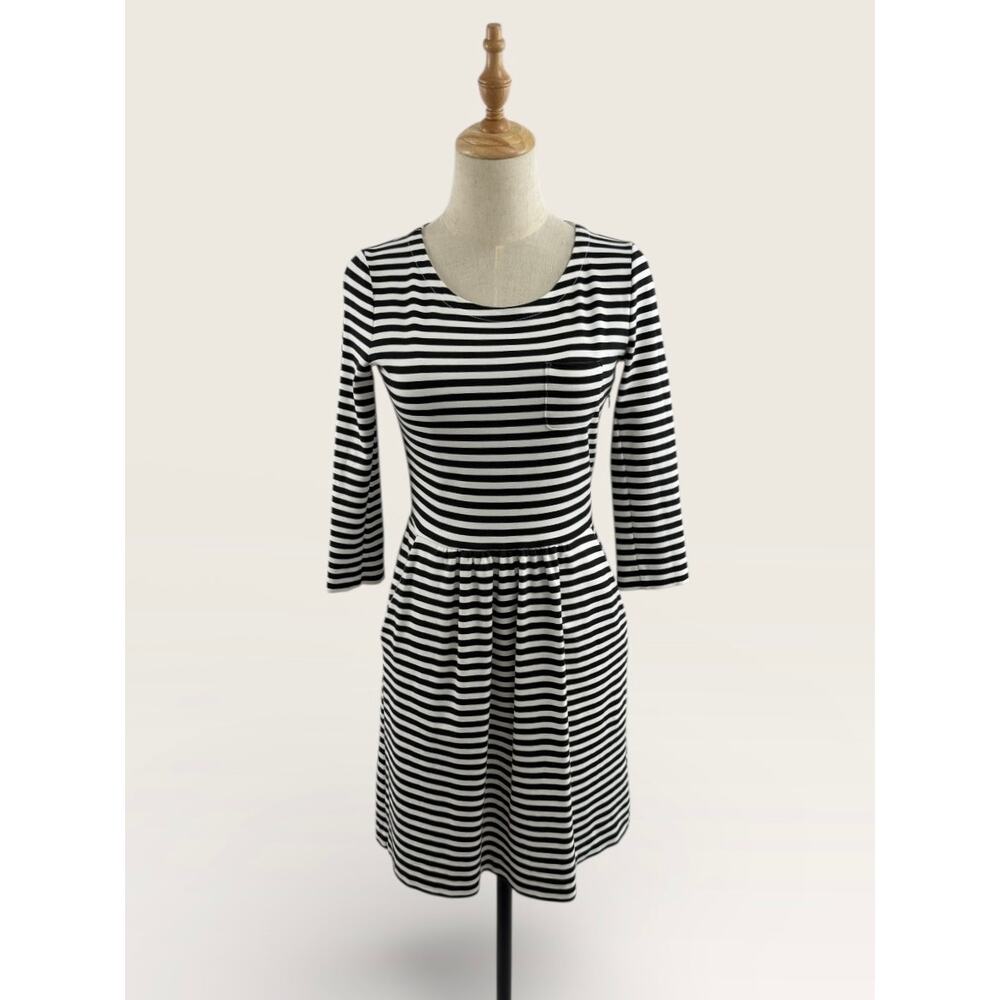 J.Crew Black/White Striped Cotton Dress, Size 0
